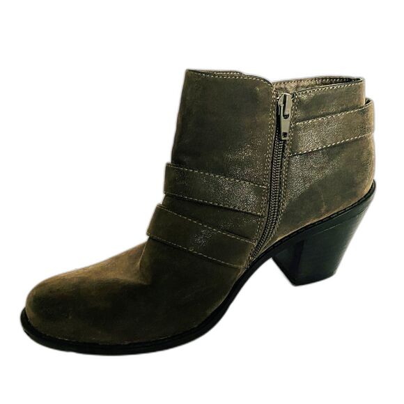 Ruff Hewn Dunham Triple Buckle Burnished Brown Ankle Boots Zip Up 8.5 M - Picture 2 of 10